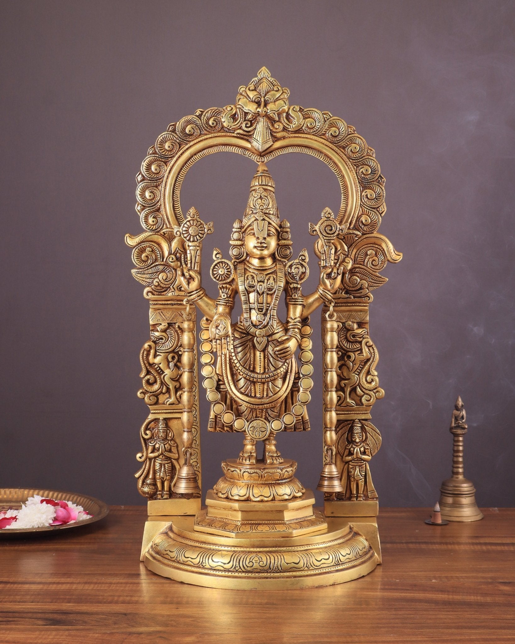 Large Brass Tirupati Balaji Statue with Hanuman and Garuda – 22 Inch - Budhshiv.com