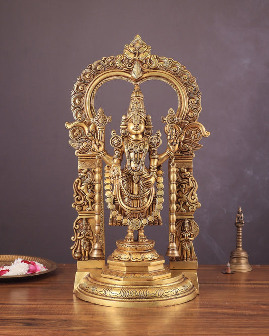 Large Brass Tirupati Balaji Statue with Hanuman and Garuda – 22 Inch - Budhshiv.com