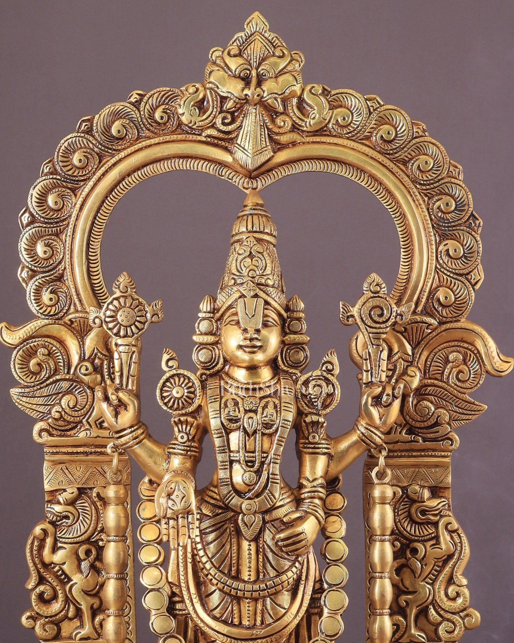 Large Brass Tirupati Balaji Statue with Hanuman and Garuda – 22 Inch - Budhshiv.com