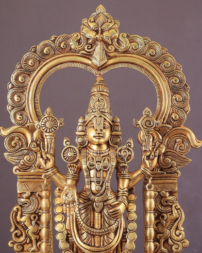 Large Brass Tirupati Balaji Statue with Hanuman and Garuda – 22 Inch - Budhshiv.com