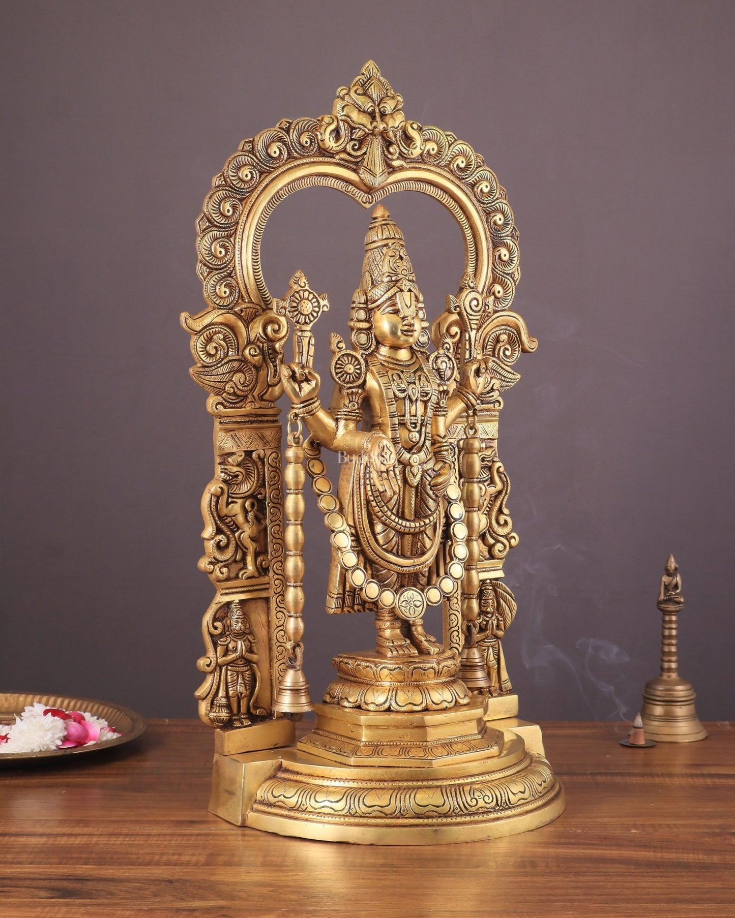Large Brass Tirupati Balaji Statue with Hanuman and Garuda – 22 Inch - Budhshiv.com