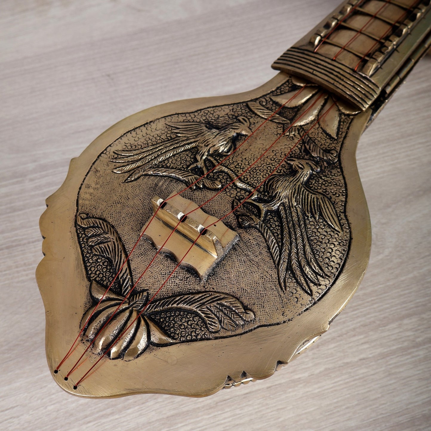 Large Brass Veena Showpiece | Saraswati Instrument Décor for Home & Office 20" - Budhshiv.com