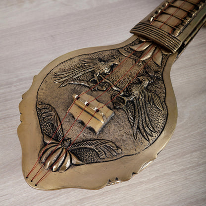 Large Brass Veena Showpiece | Saraswati Instrument Décor for Home & Office 20" - Budhshiv.com