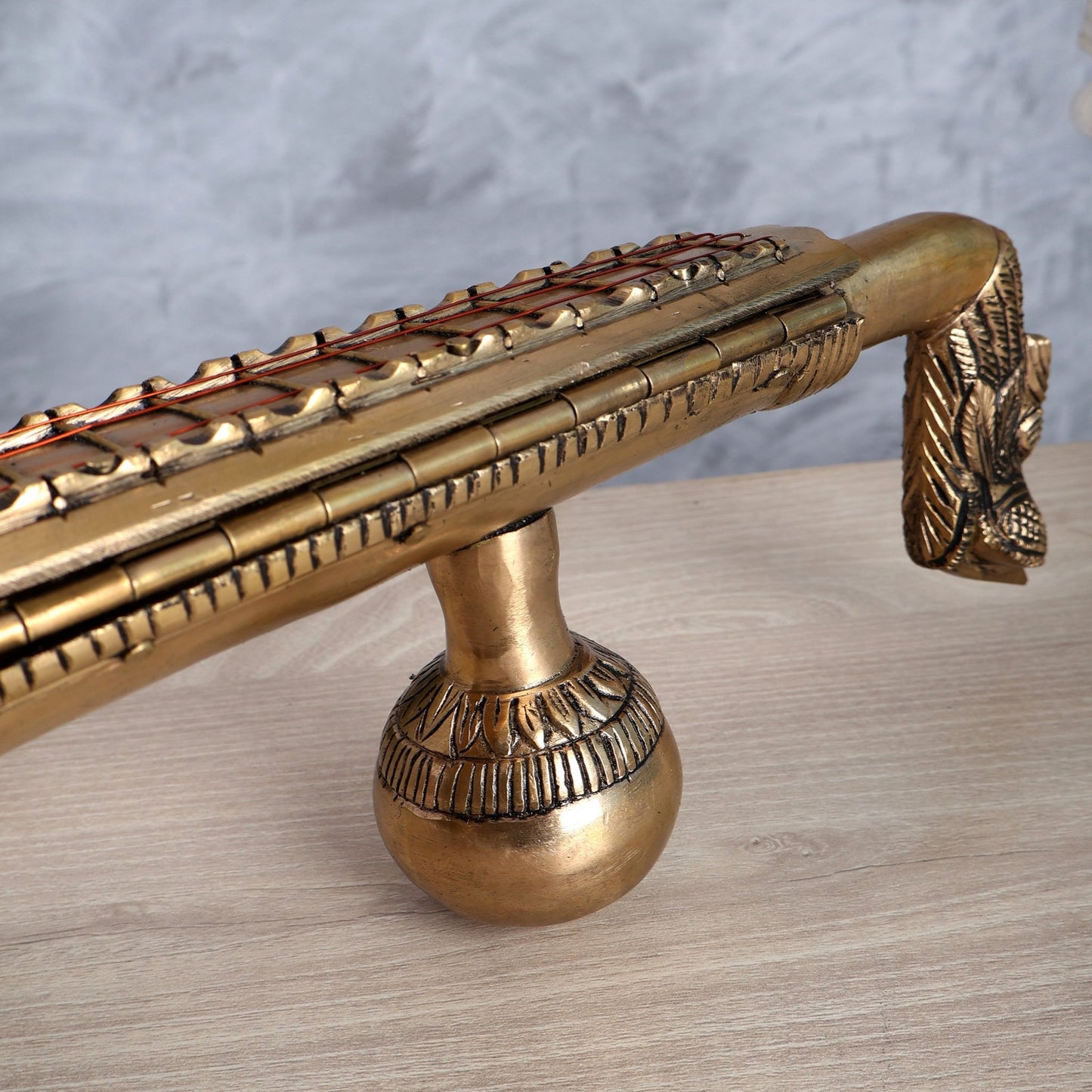 Large Brass Veena Showpiece | Saraswati Instrument Décor for Home & Office 20" - Budhshiv.com