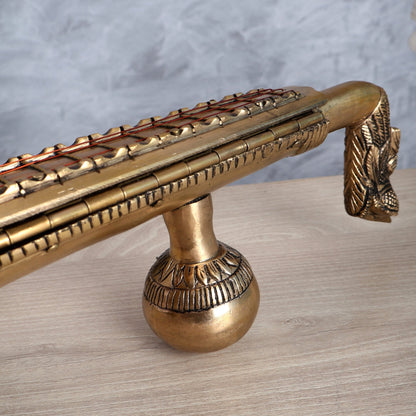 Large Brass Veena Showpiece | Saraswati Instrument Décor for Home & Office 20" - Budhshiv.com
