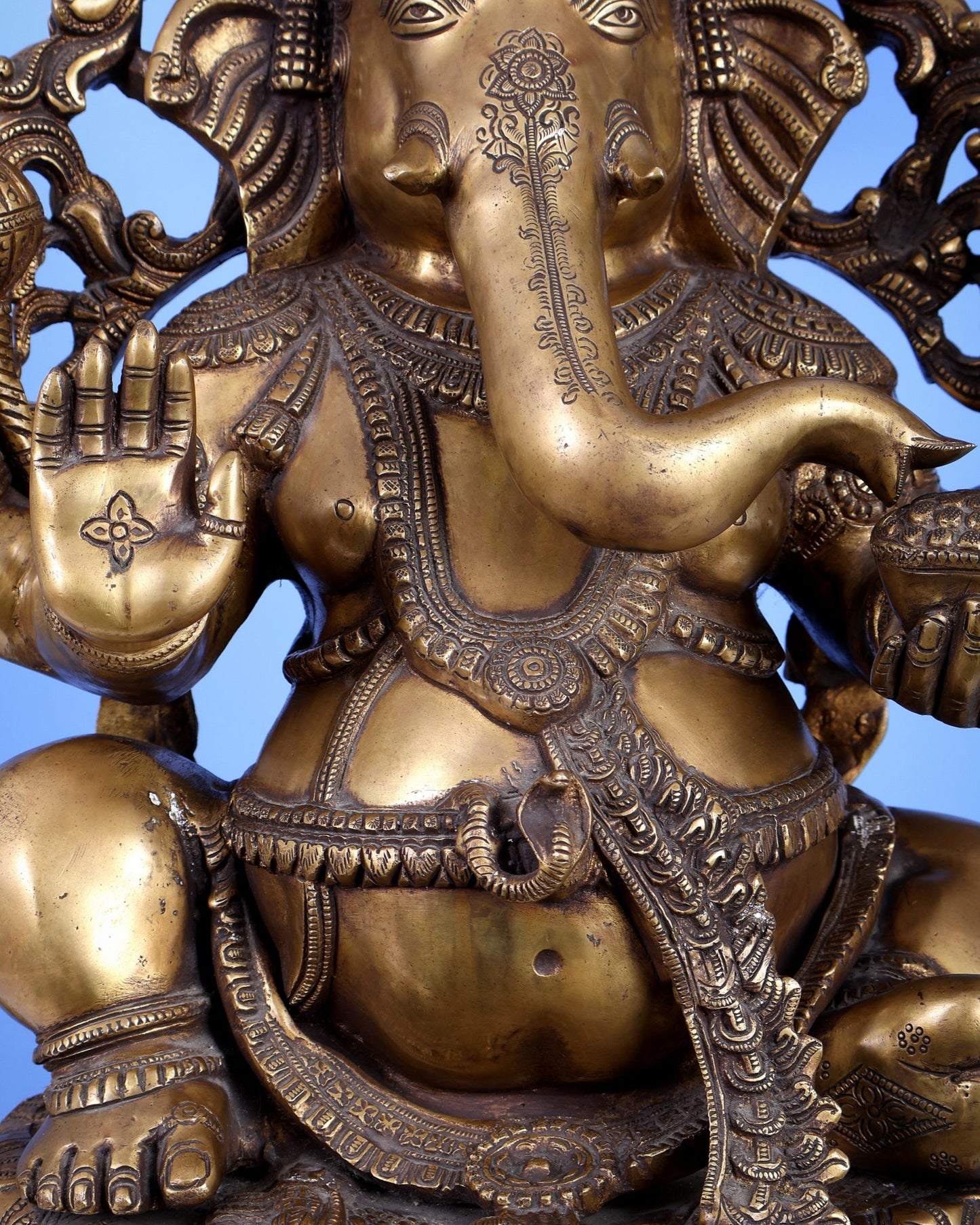 Large Ganesha Brass Statue - 26 Inch south Indian style - Budhshiv.com