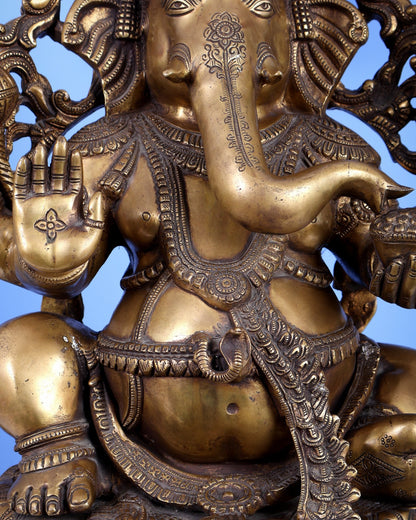 Large Ganesha Brass Statue - 26 Inch south Indian style - Budhshiv.com