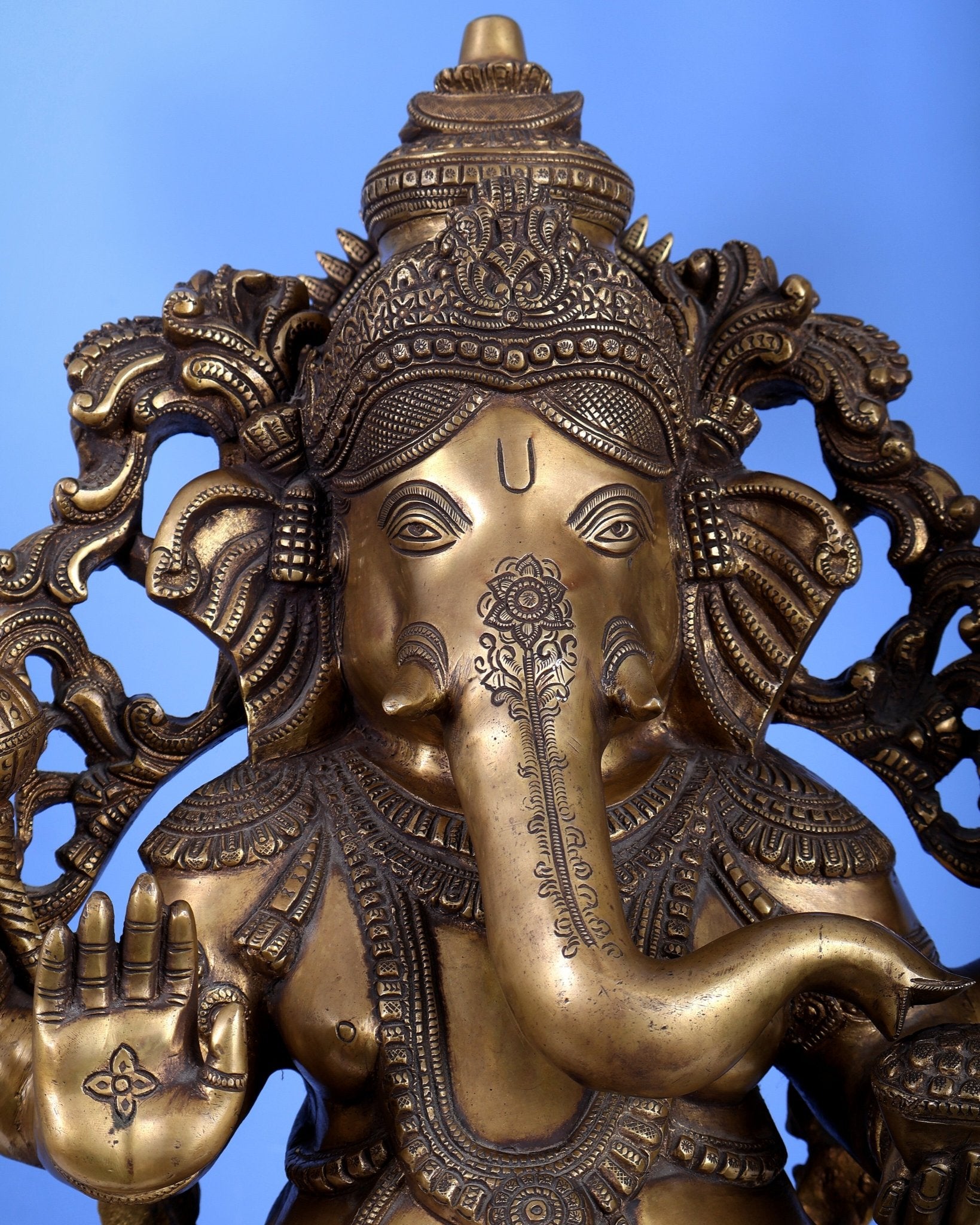 Large Ganesha Brass Statue - 26 Inch south Indian style - Budhshiv.com