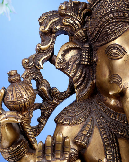 Large Ganesha Brass Statue - 26 Inch south Indian style - Budhshiv.com