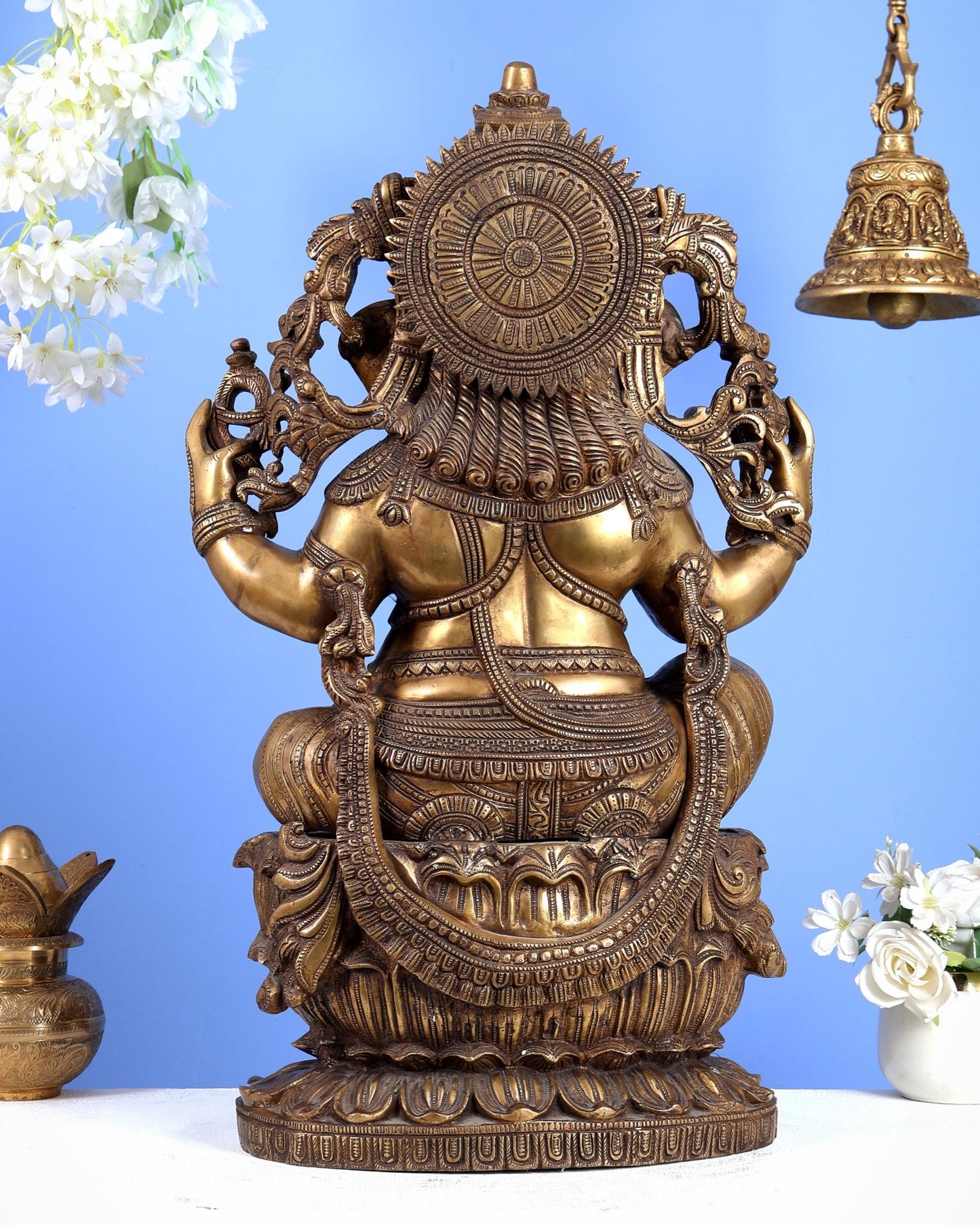 Large Ganesha Brass Statue - 26 Inch south Indian style - Budhshiv.com