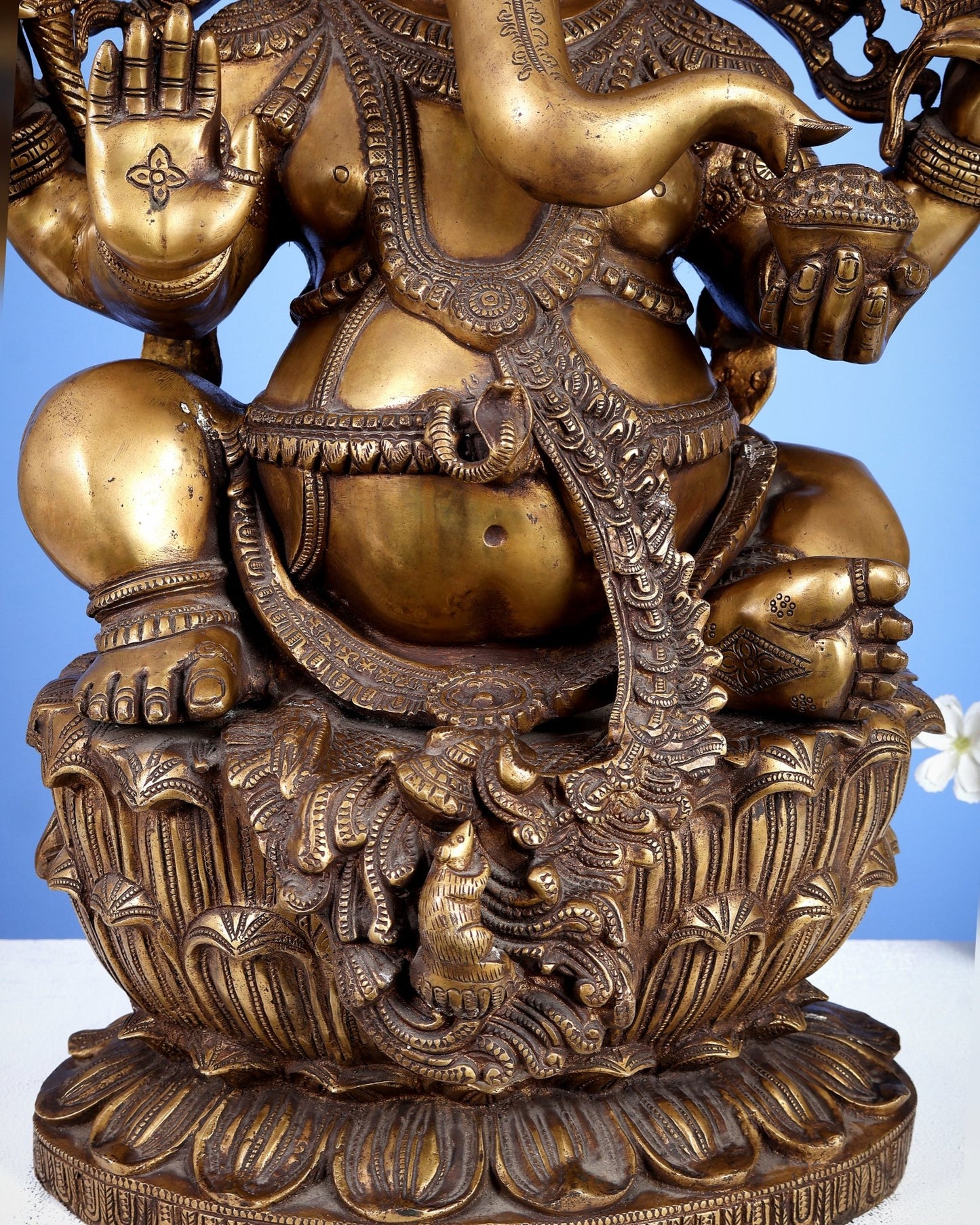 Large Ganesha Brass Statue - 26 Inch south Indian style - Budhshiv.com