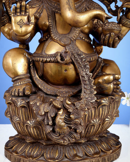 Large Ganesha Brass Statue - 26 Inch south Indian style - Budhshiv.com