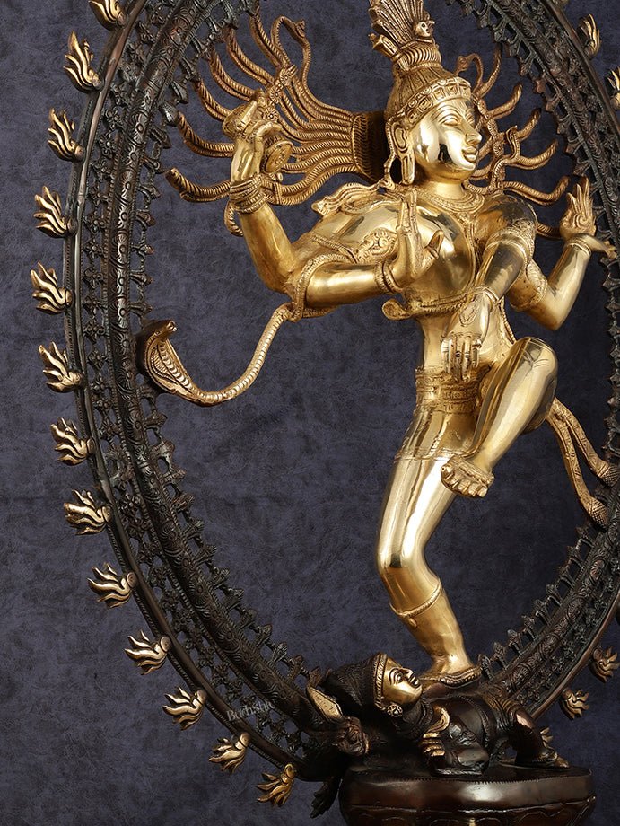Large Handcrafted Superfine Brass Nataraja Statue - Height 36" - Budhshiv.com