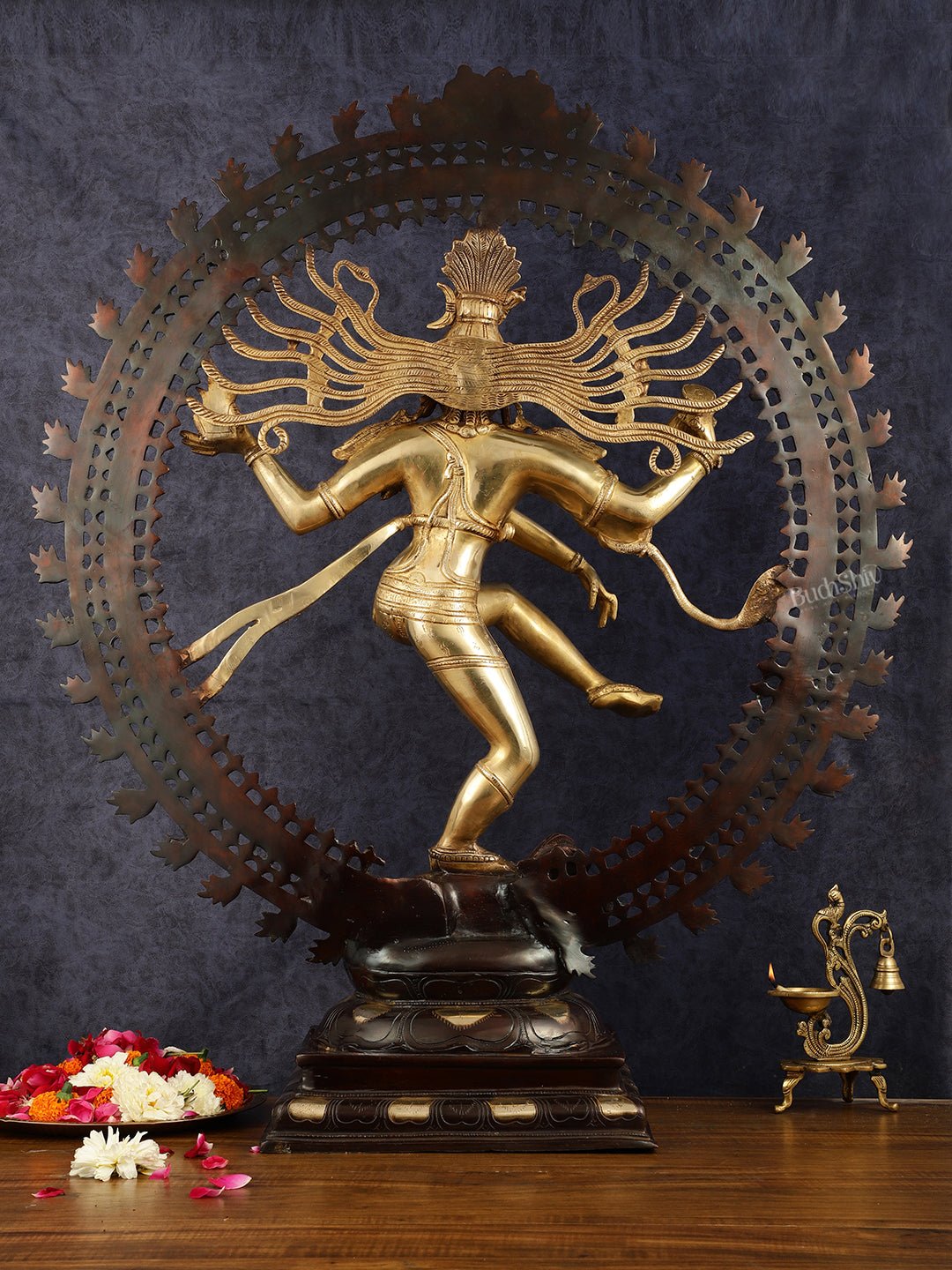 Large Handcrafted Superfine Brass Nataraja Statue - Height 36" - Budhshiv.com