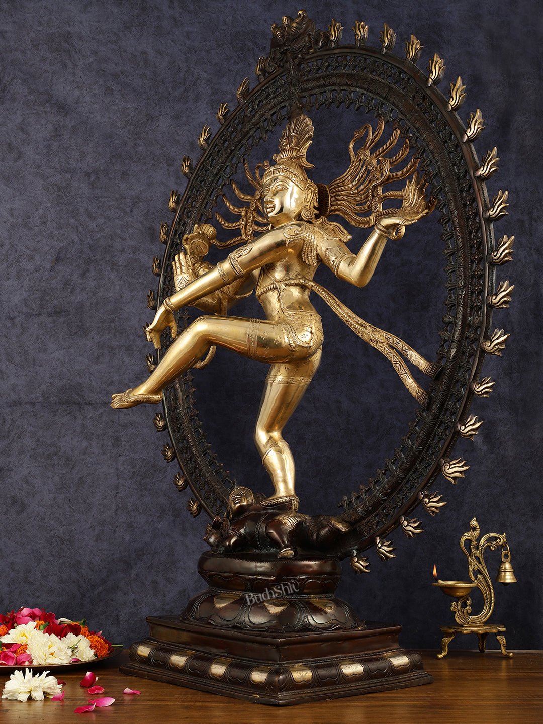 Large Handcrafted Superfine Brass Nataraja Statue - Height 36" - Budhshiv.com