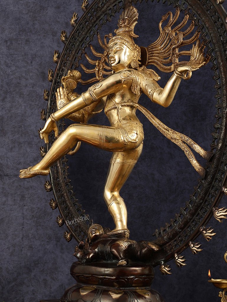 Large Handcrafted Superfine Brass Nataraja Statue - Height 36" - Budhshiv.com