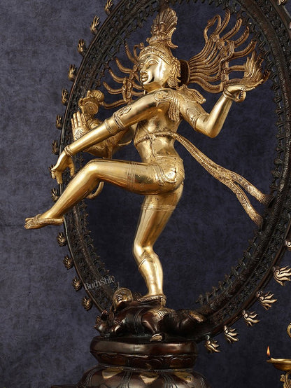 Large Handcrafted Superfine Brass Nataraja Statue - Height 36" - Budhshiv.com