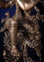 Large Lord Krishna Superfine Brass Sculpture - 48 inch, 75 kg - Budhshiv.com