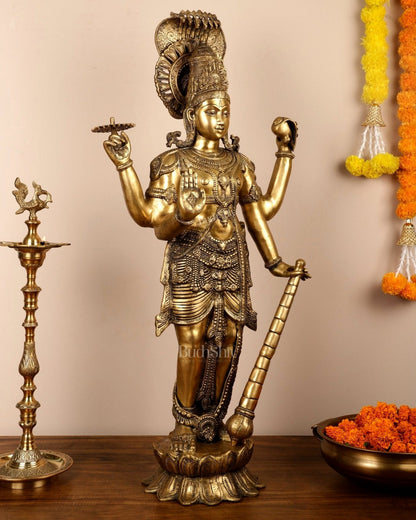 Large Lord Vishnu Brass Idol - 40 Inch Height - Budhshiv.com
