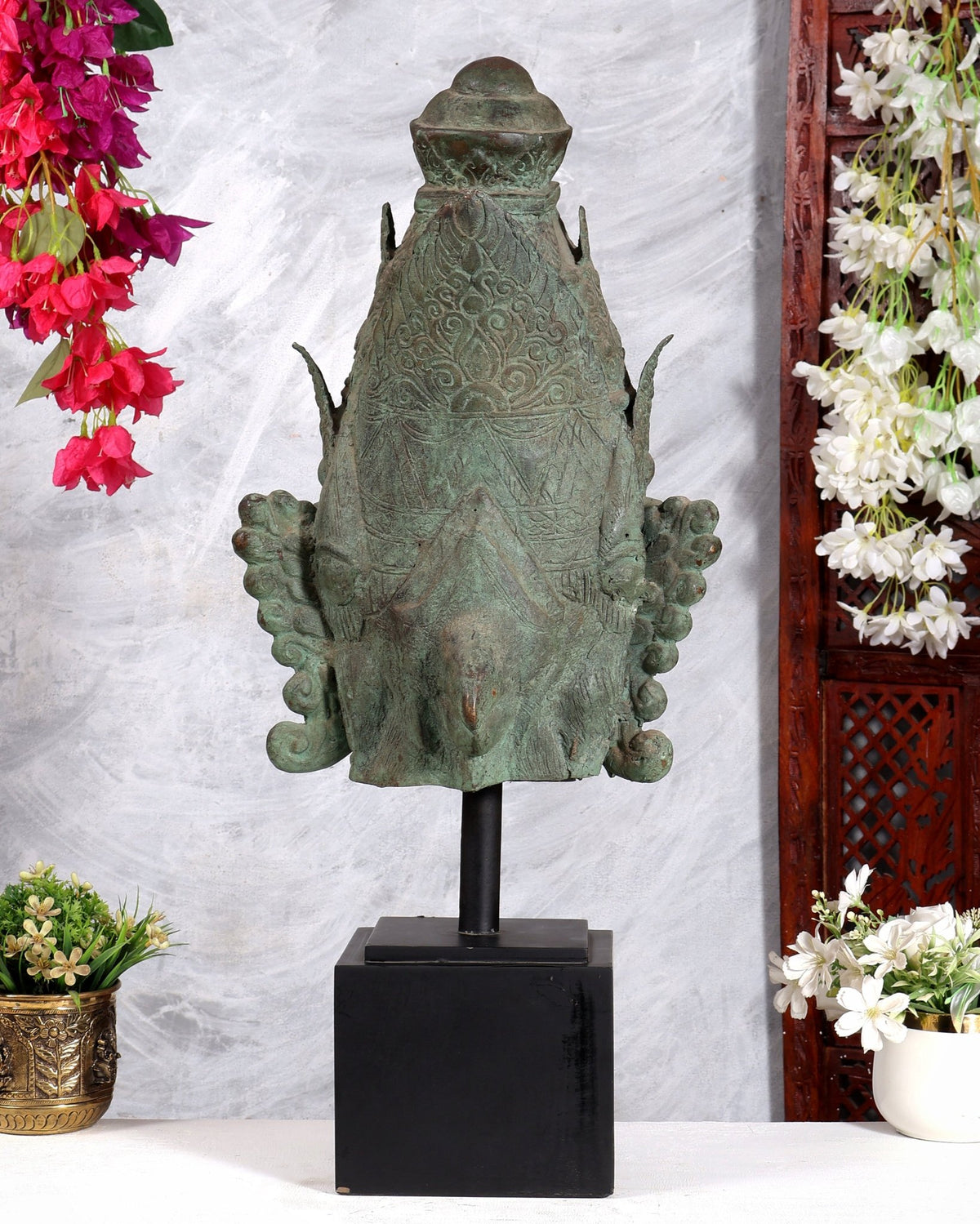 Large Lord Vishnu Face – Indonesian Bronze Handcrafted Sculpture - Budhshiv.com