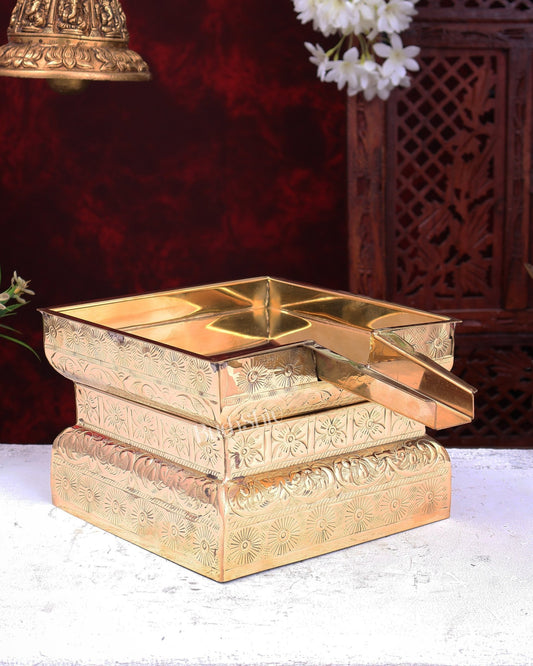 Large Premium Brass Abhishekam Patra with 14-Inch Idol Platform – Traditional Pooja Essential - Budhshiv.com
