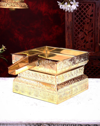 Large Premium Brass Abhishekam Patra with 14-Inch Idol Platform – Traditional Pooja Essential - Budhshiv.com