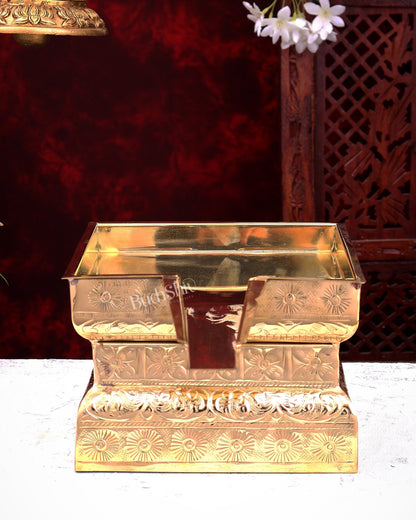 Large Premium Brass Abhishekam Patra with 14-Inch Idol Platform – Traditional Pooja Essential - Budhshiv.com