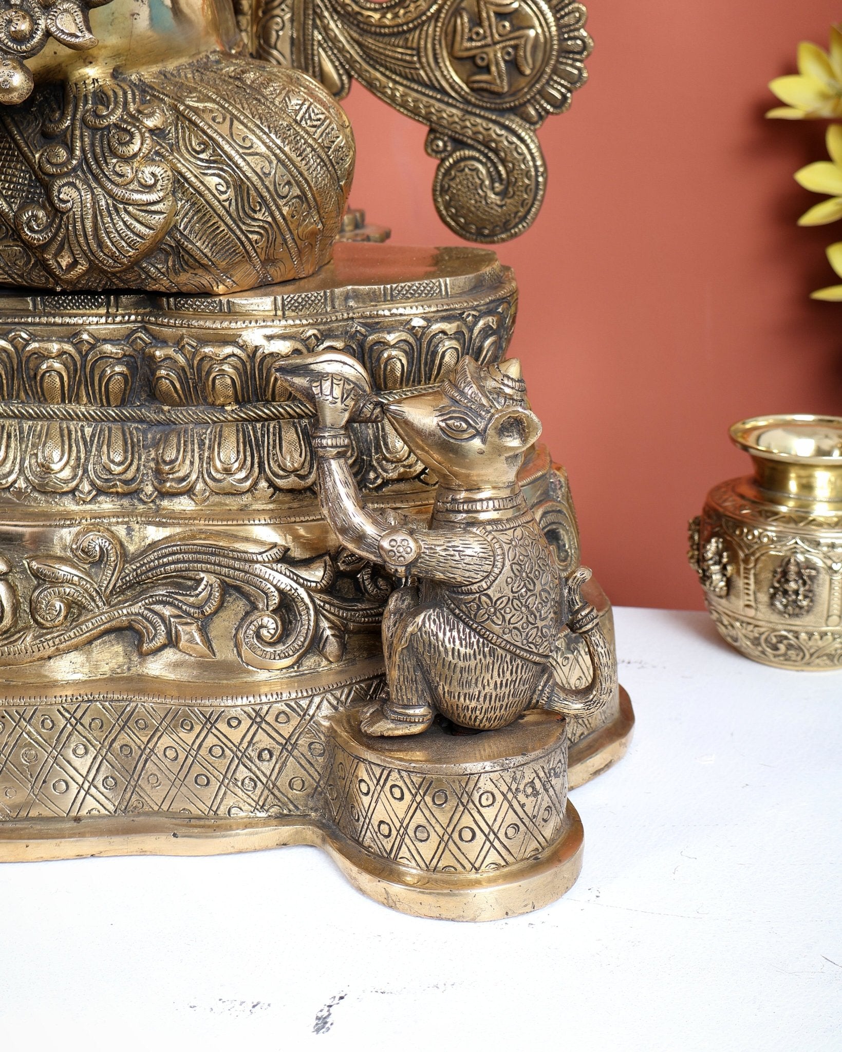 Large Pure Brass Ganesha Statue - 40" Height - Budhshiv.com