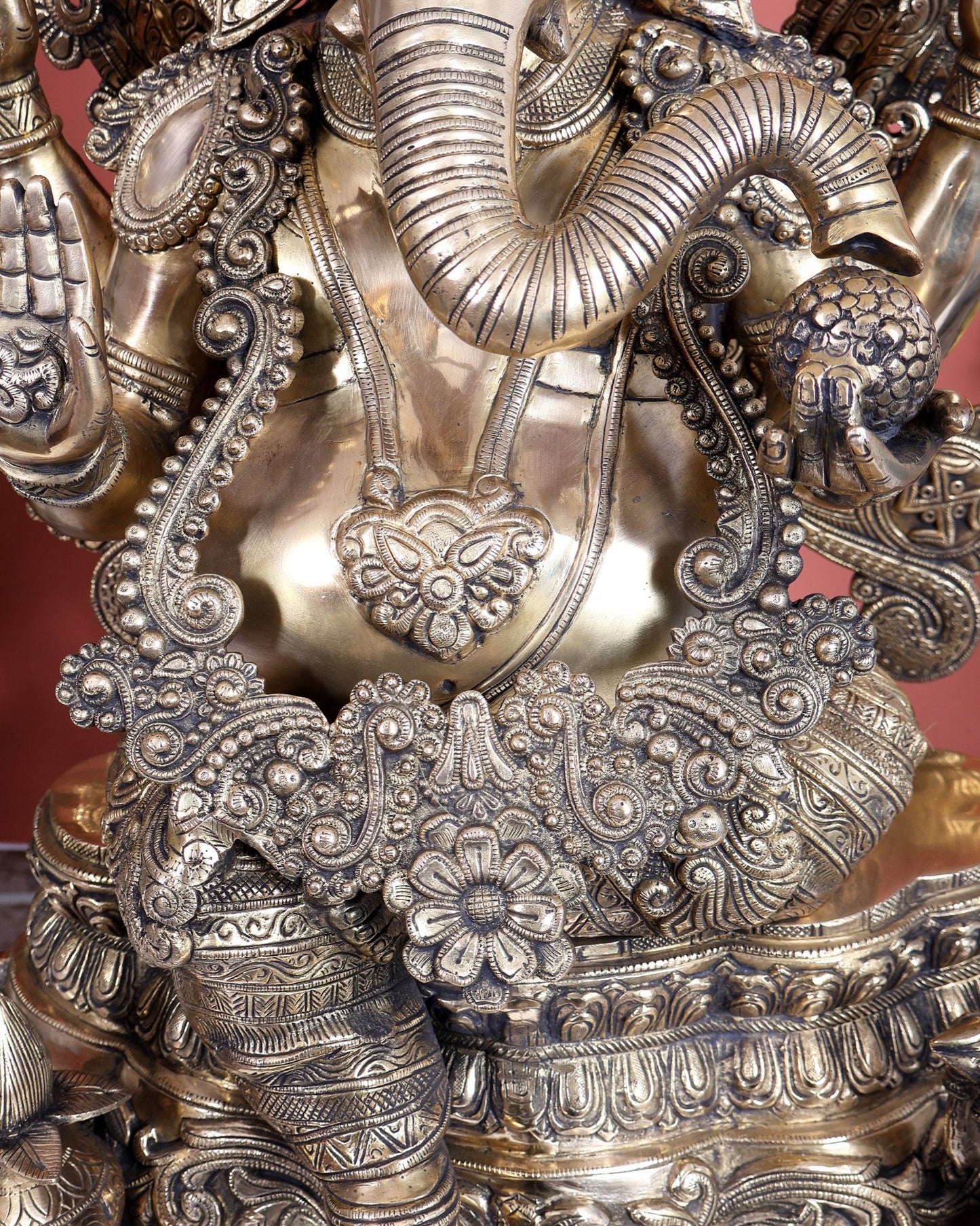 Large Pure Brass Ganesha Statue - 40" Height - Budhshiv.com