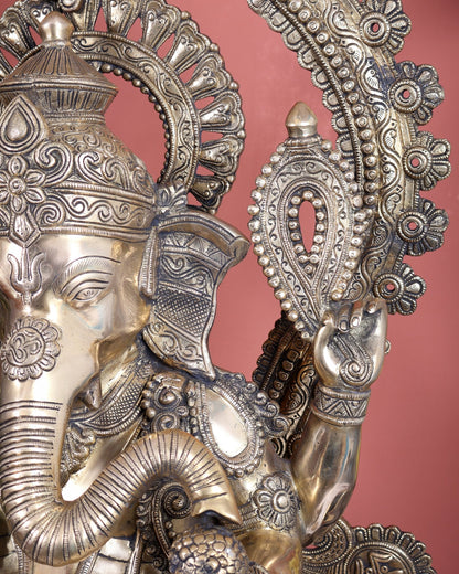 Large Pure Brass Ganesha Statue - 40" Height - Budhshiv.com