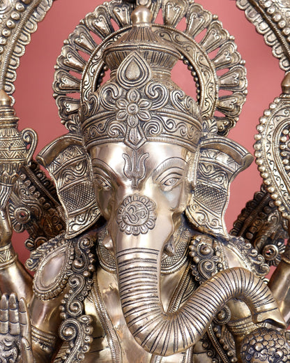 Large Pure Brass Ganesha Statue - 40" Height - Budhshiv.com