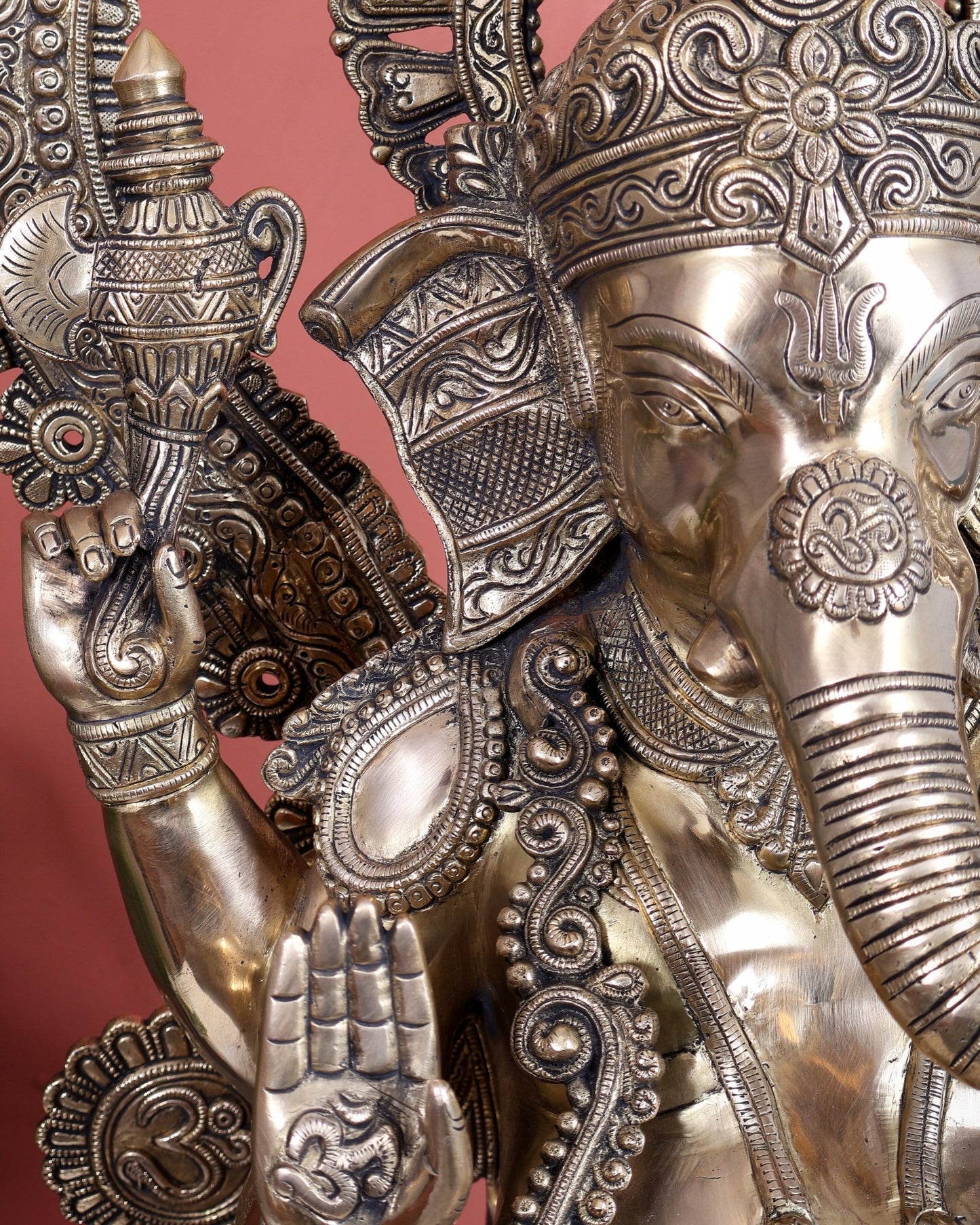 Large Pure Brass Ganesha Statue - 40" Height - Budhshiv.com