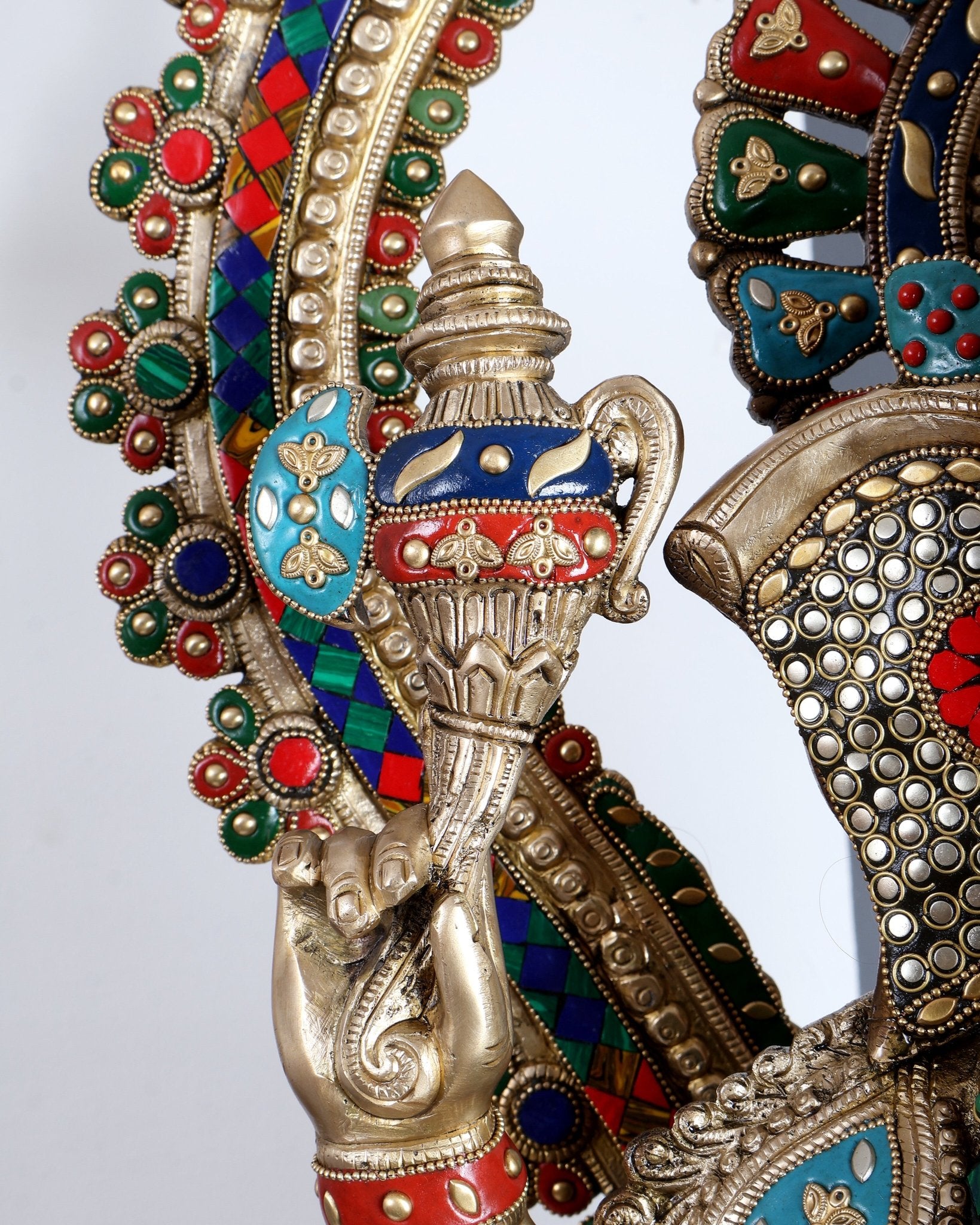 Large Pure Brass Ganesha Statue - 40 inch with stonework - Budhshiv.com