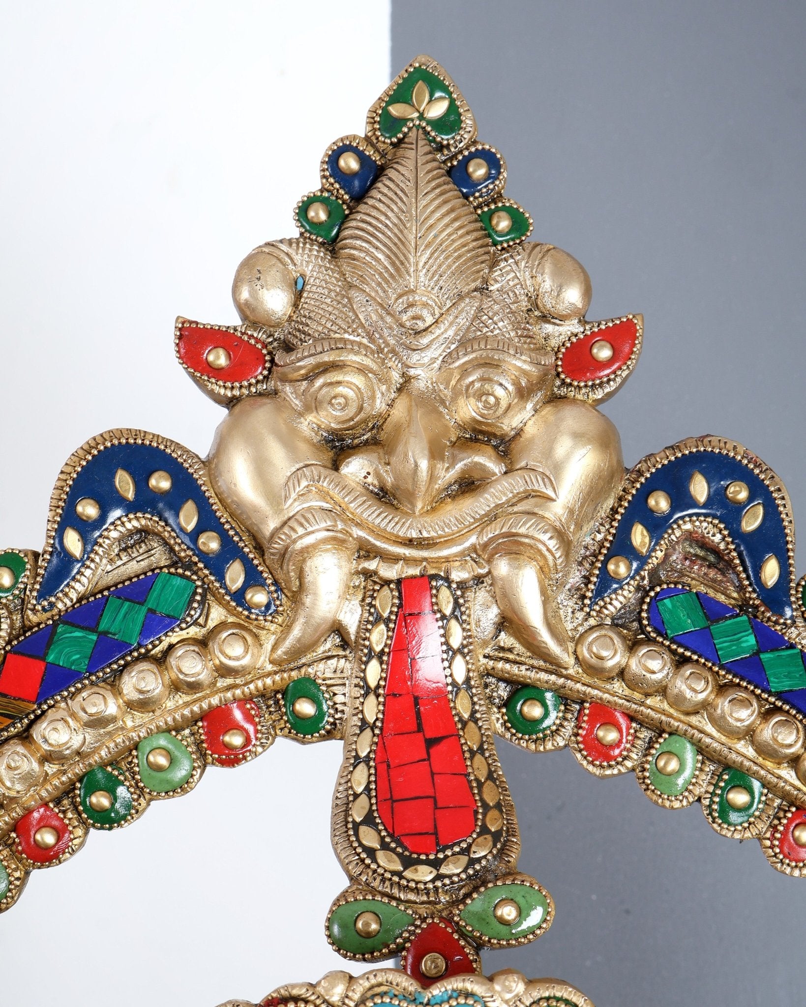 Large Pure Brass Ganesha Statue - 40 inch with stonework - Budhshiv.com