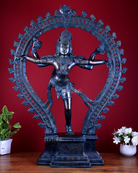 Large Pure Brass Nataraja in Ananda Tandava – 34.5" - Budhshiv.com