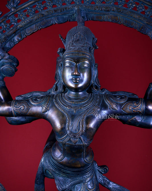 Large Pure Brass Nataraja in Ananda Tandava – 34.5" - Budhshiv.com