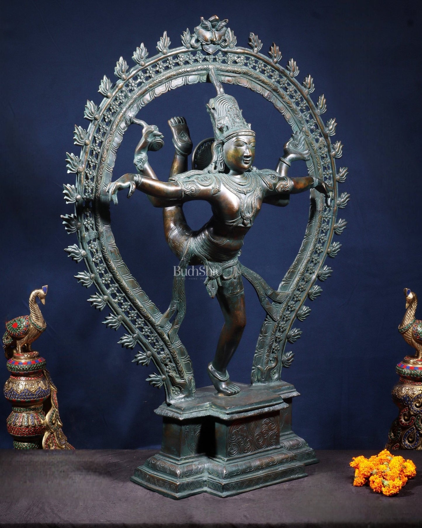 Large Pure Brass Nataraja in Ananda Tandava – 34.5" - Budhshiv.com