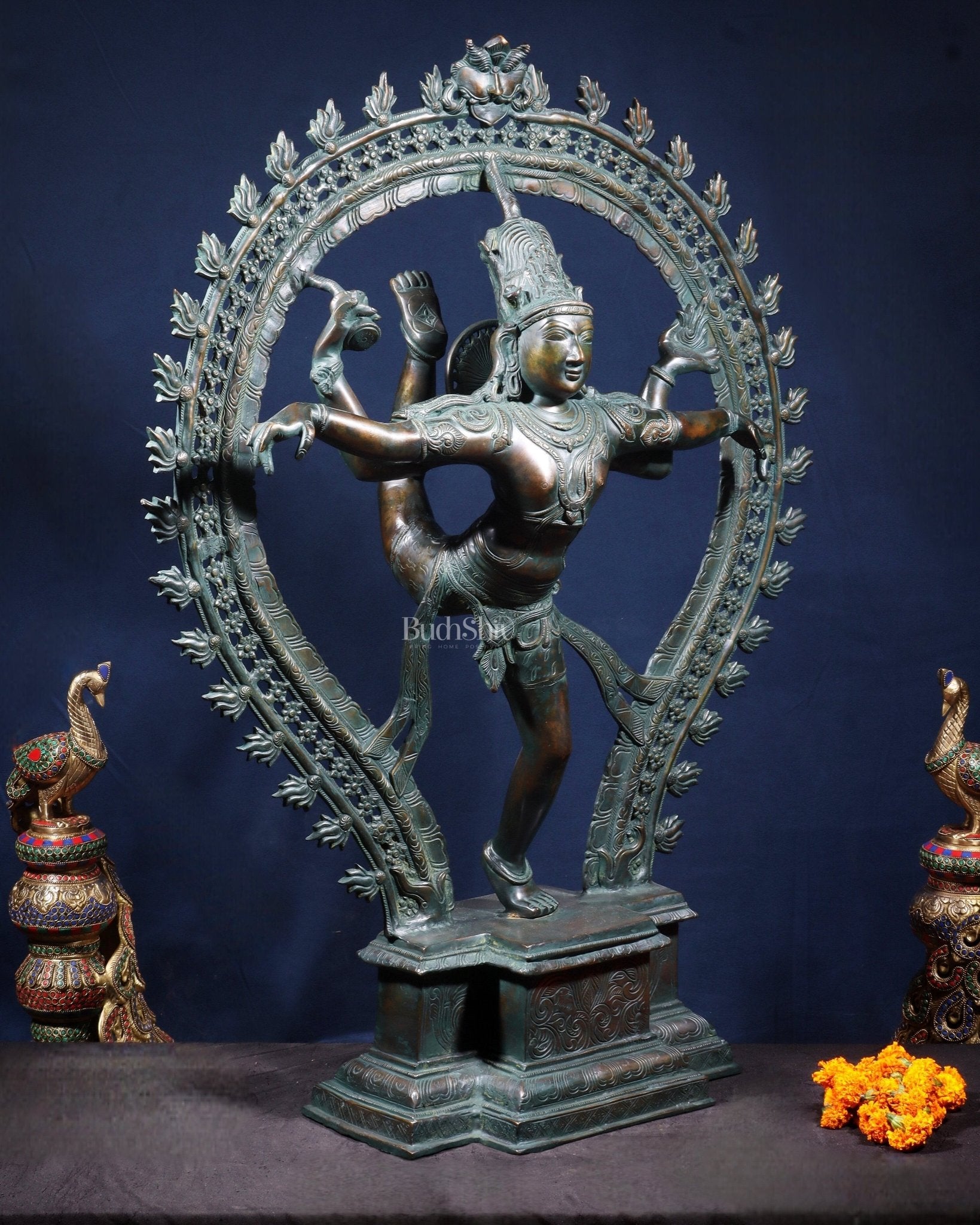 Large Pure Brass Nataraja in Ananda Tandava – 34.5" - Budhshiv.com