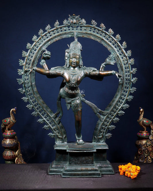 Large Pure Brass Nataraja in Ananda Tandava – 34.5" - Budhshiv.com