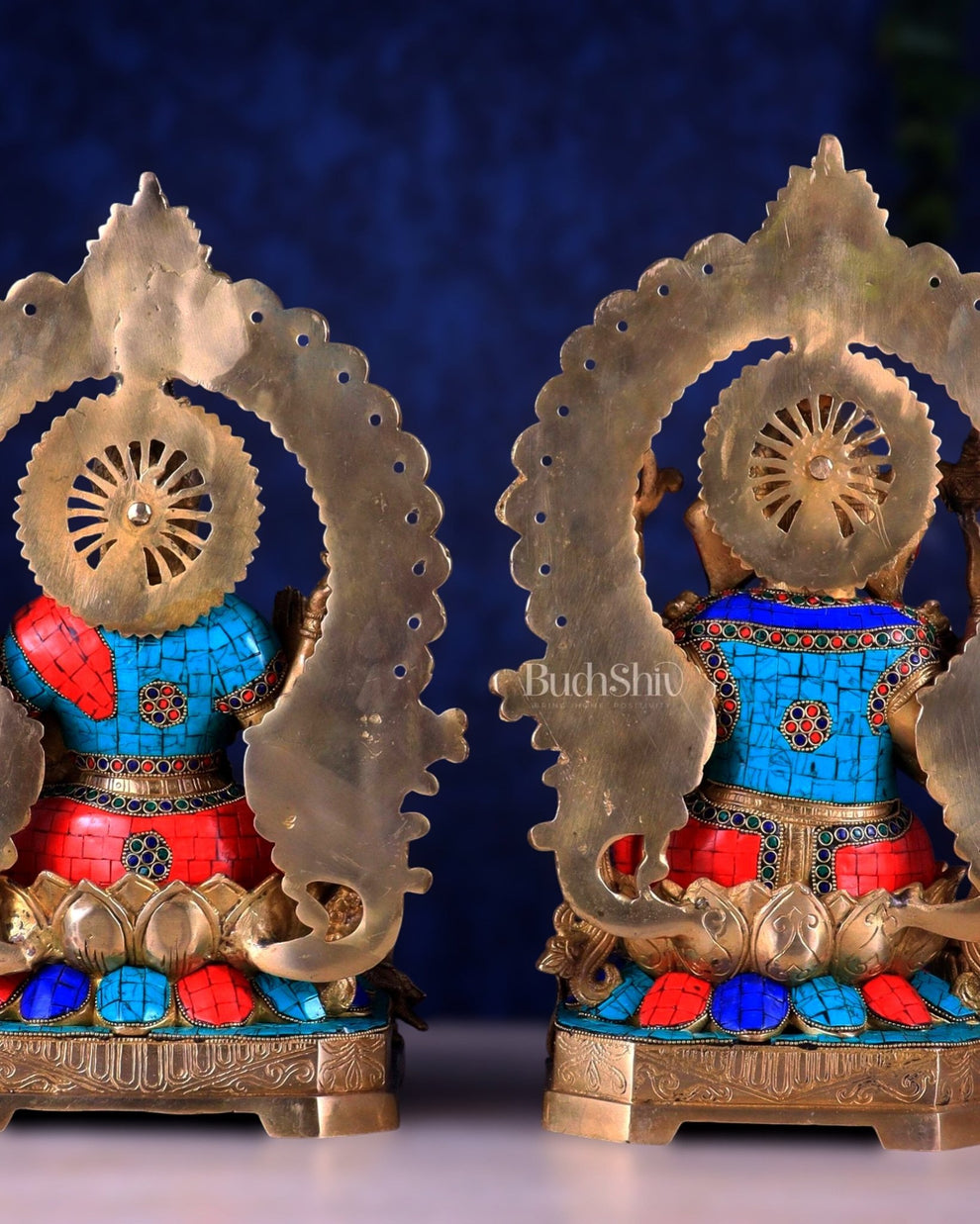 Lord Ganesha and Goddess Lakshmi Brass Statues - Height 18 inches ...