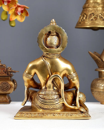 Lord Hanuman meditation Brass Idol 9.5" - Budhshiv.com
