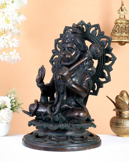 Lord Hanuman Statue - 18 inch Pure Brass Vintage finish - Budhshiv.com