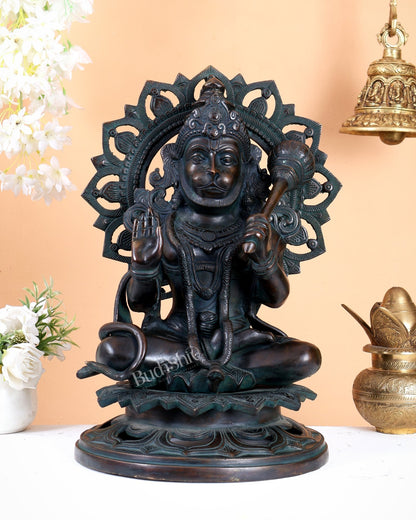Lord Hanuman Statue - 18 inch Pure Brass Vintage finish - Budhshiv.com