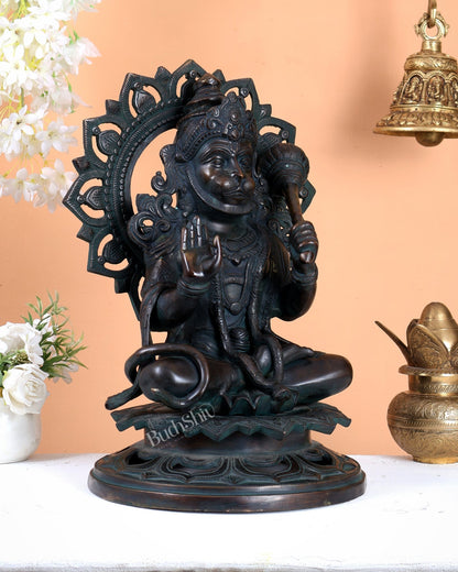 Lord Hanuman Statue - 18 inch Pure Brass Vintage finish - Budhshiv.com
