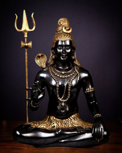 Lord Shiva Brass Idol - 20" - Black edition - Budhshiv.com