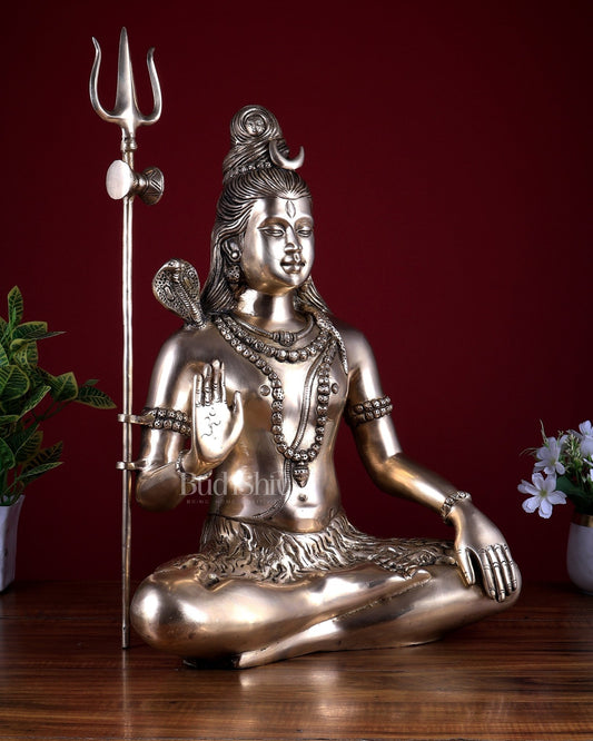 Lord Shiva Brass Idol - 20" matte - Budhshiv.com