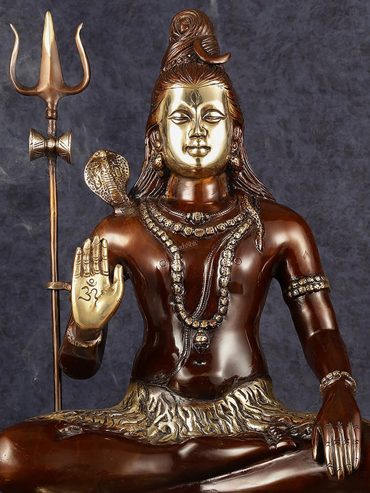 Lord Shiva Brass Idol - 22.5" Chola Tone - Budhshiv.com
