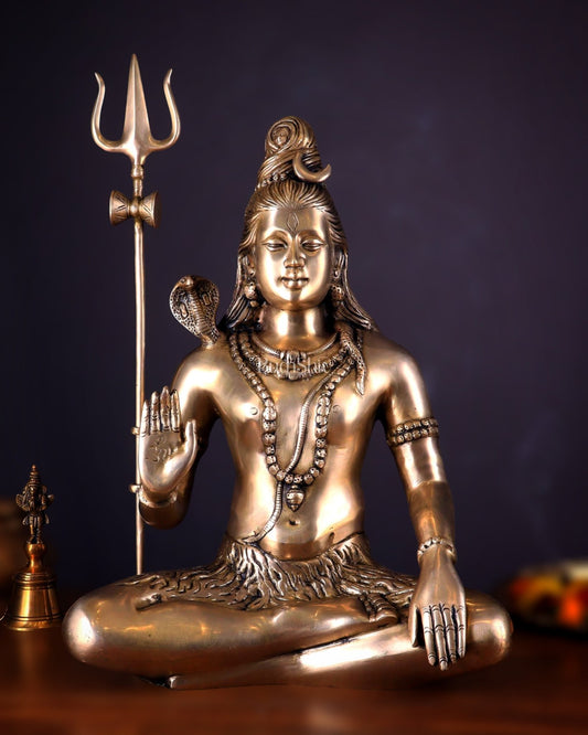Lord Shiva Brass Idol enhanced - 20" - Budhshiv.com
