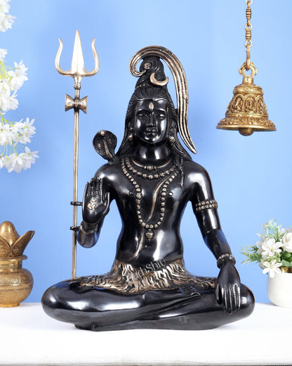 Lord Shiva Brass Idol gangadhar - 20" black edition - Budhshiv.com