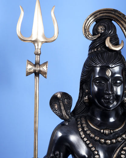 Lord Shiva Brass Idol gangadhar - 20" black edition - Budhshiv.com